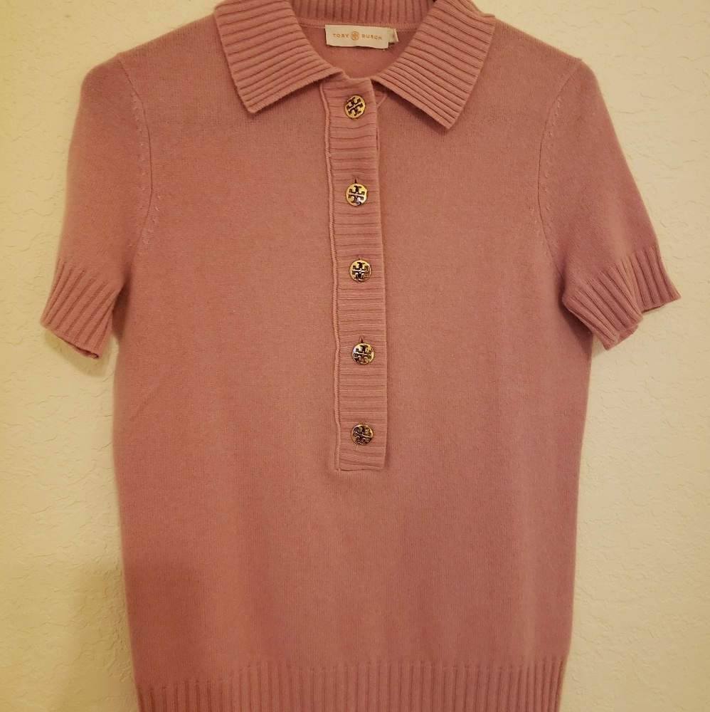 Tory burch cashmere short sleeve sweater
